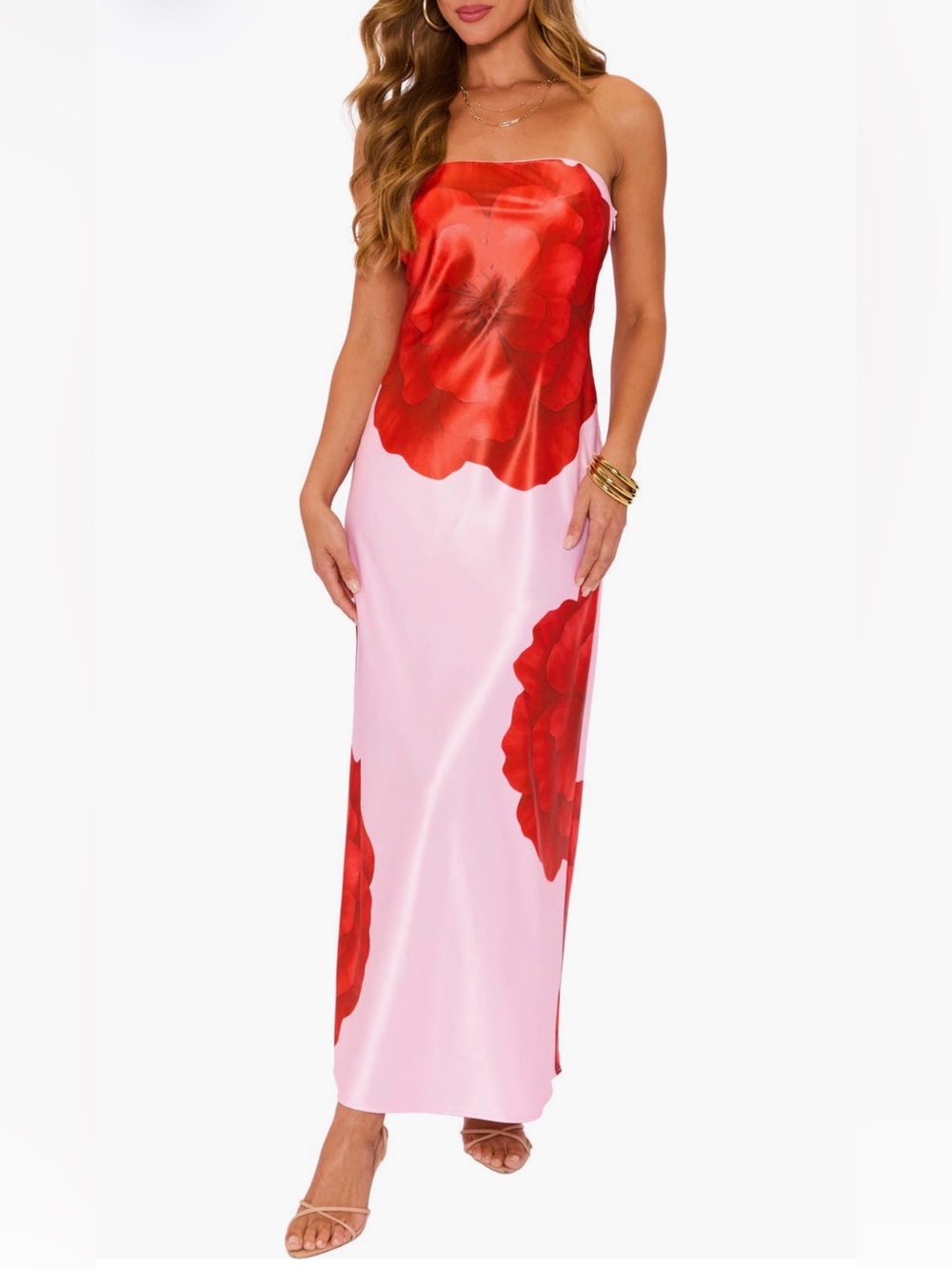 VICI Bolden Strapless Satin Maxi Dress